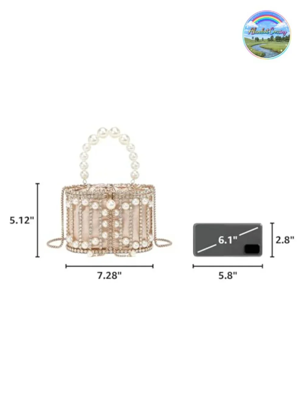 Rhinestone Cage Bag Pearl Evening Clutch Detachable Chain Handbag